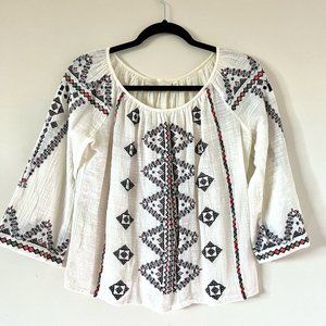 Love Sam Embroidered Tunic Bohemian Blouse, Size XS